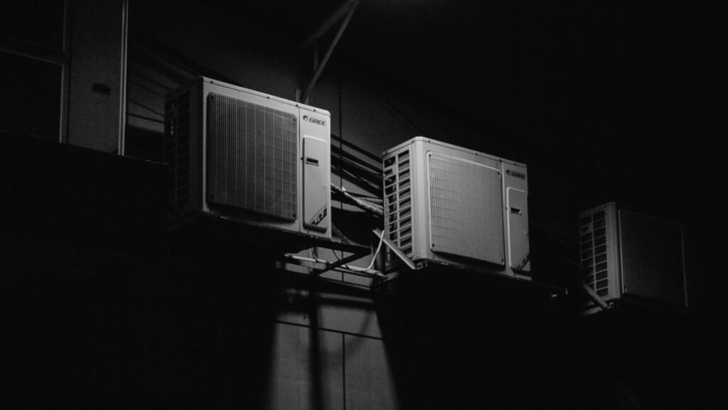 black and white hvac system on building