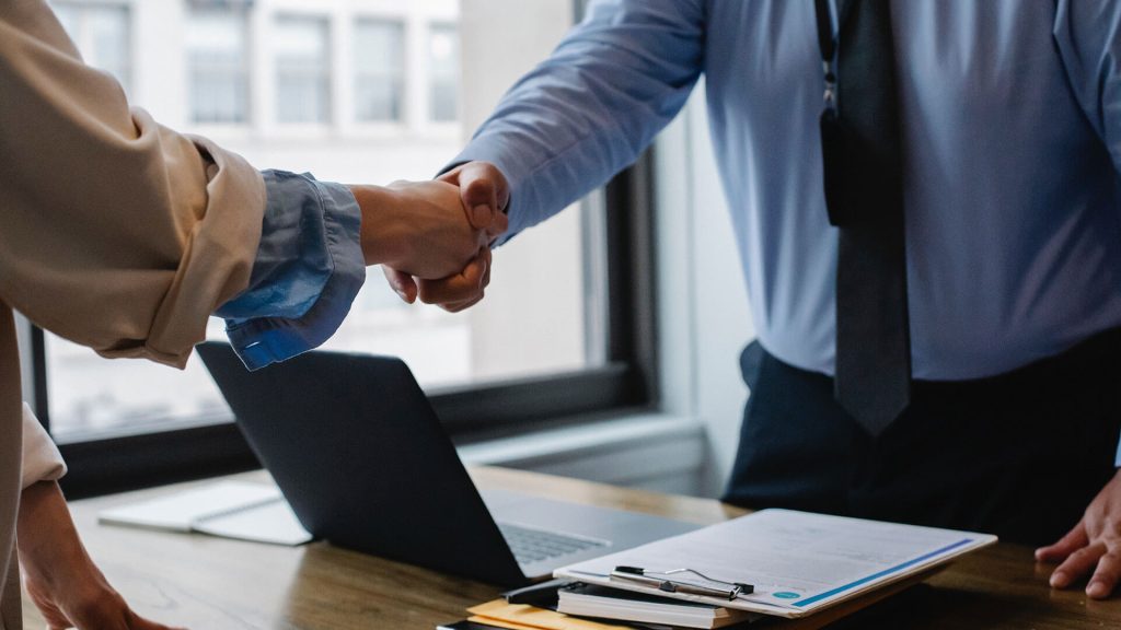 HVAC partner, independence, business people shaking hands